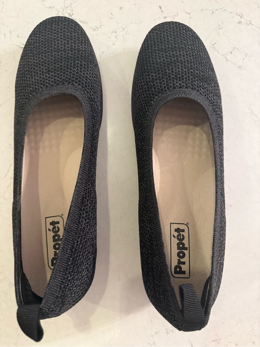 Propet Women's Knit Slip-On Ballet Flat - Charcoal
